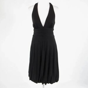 Black CACHE goth stretch halter neck bubble dress size 2